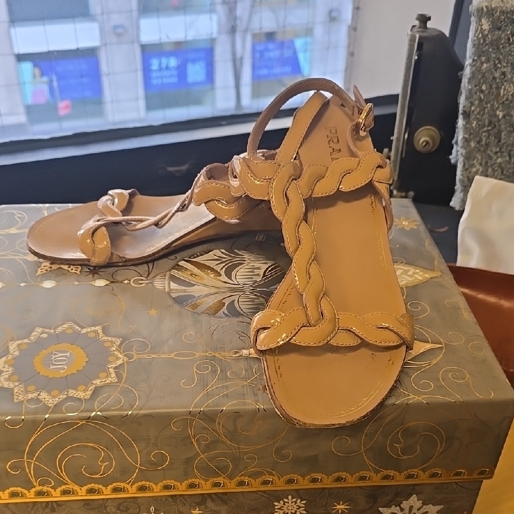 AUTHENTIC Prada Tan Sandals with Minimalist Design